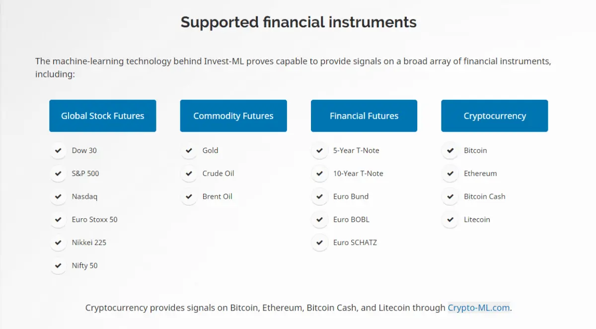 Invest-ML Supported Instruments