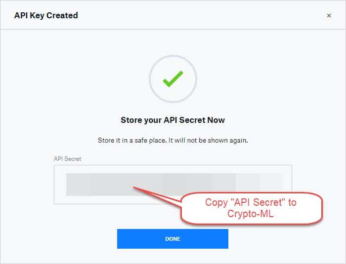 Coinbase Pro API Key Created