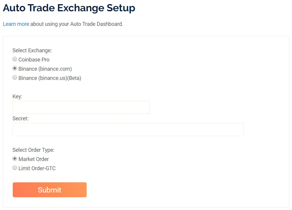 Binance.US Now Available for Crypto-ML Auto Trade 1
